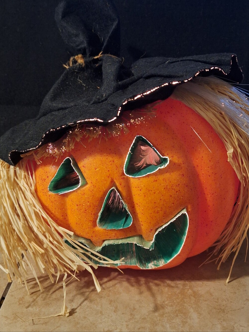 Fiber optic Halloween Jack-o'-Lantern Scarecrow Pumpkin Light Indoor Corded Fall